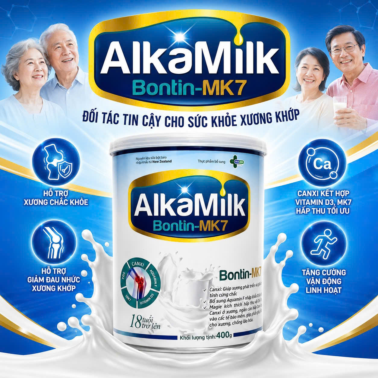 Sữa bột Alkamilk Bontin MK7 hộp 800g – Hỗ trợ xương khớp